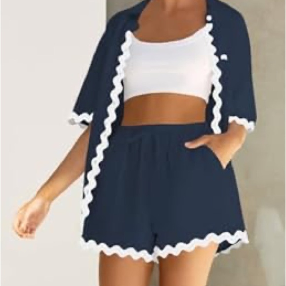 Art free 2-piece button down shirt and shorts